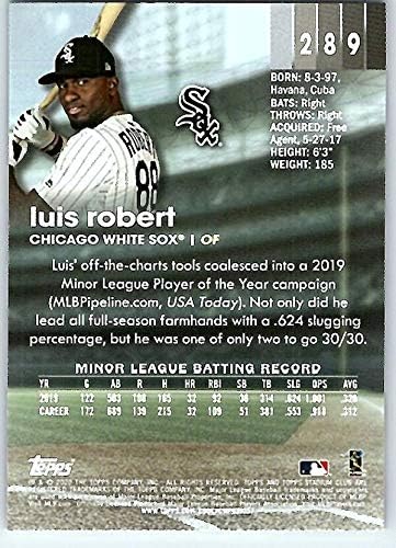 2020 Topps Stadium Club #289 Luis Robert Chicago White Sox Rookie Baseball Card