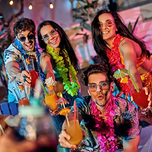 URBZUE Hawaii Party Dekoration Set, 97PCS Tropische Party Dekoration Set, Hawaii Luau Tischröcke, Girlanden, Palmblätter, Ananas Flamingo Regenschirm Obst Stroh Kombition zum Grillen, Gartensommer