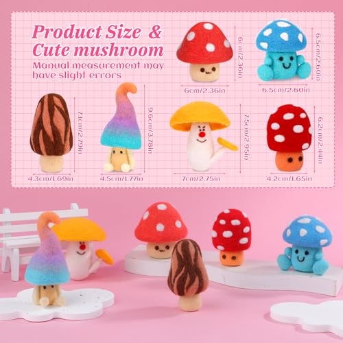 Image of UOOU Needle Felting Kit,Mushroom Needle Felting Beginners Kit,Needle Felting Supplies,Wool Roving,Instruction Manual,Wool Felting Kit for DIY Craft Decoration