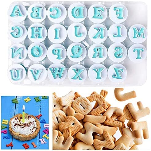 Sunscreen 26 PCS/Set Cookie Stamp Cutters, Alphabet Letter Fondant Biscuit Mold, Lower Case Shape DIY Cookie, Letters Tool Embosser Cutter for Cake Decoration