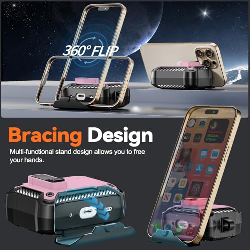 Image of for AirPods Pro 3 Case with Lock & Phone Stand(Pink) | Automatic Snap Switch Lock,Carbon Fiber Texture Design Cover with Cleaner Kit