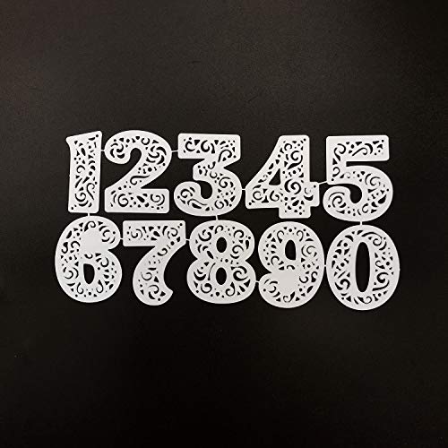 10 Pcs Carbon Steel Embossing Cutting Dies Stencils Scrapbooking 0-9 Lace Number Dies Cuts for Home Decor, DIY Albums, Kids Crafts, New Year/Wedding/Valentine\'s/Present/Greeting Card Making