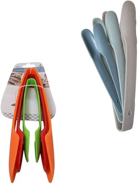 Bahob® 3Pcs Set Plastic Food Tongs Small Medium Large Multifunctional Barbecue Tongs Bread Tongs Cooking Tongs Salad Tongs Baking Tongs Serving Tongs Buffet Tongs Kitchen Utensils