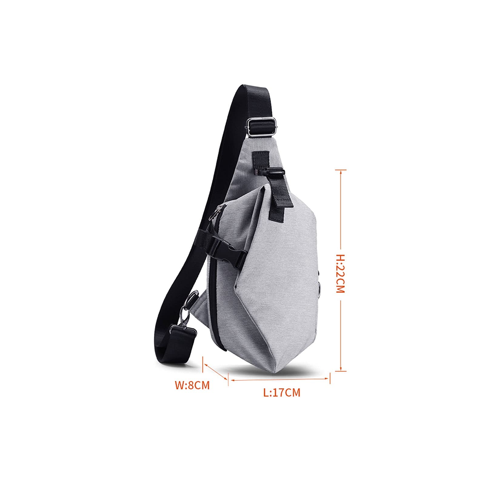 DieffematicXB Bandoleras Hombre Hombre antirrobo bagpack Sling Un Hombro Bolsa de Deporte Impermeable Viaje Pequeño Bolso de Pecho Slim Mini Crossbody Bolss Messenger Pack (Color : Grijs)