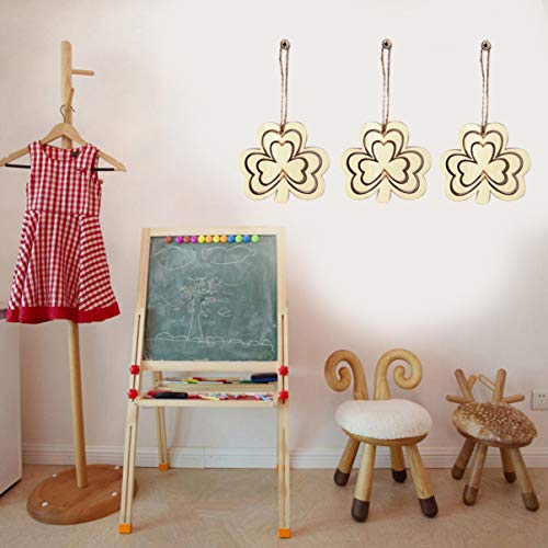 Valicclud trevo de madeira para pendurar e pendurar trevo de madeira para decoração de casa, festiva