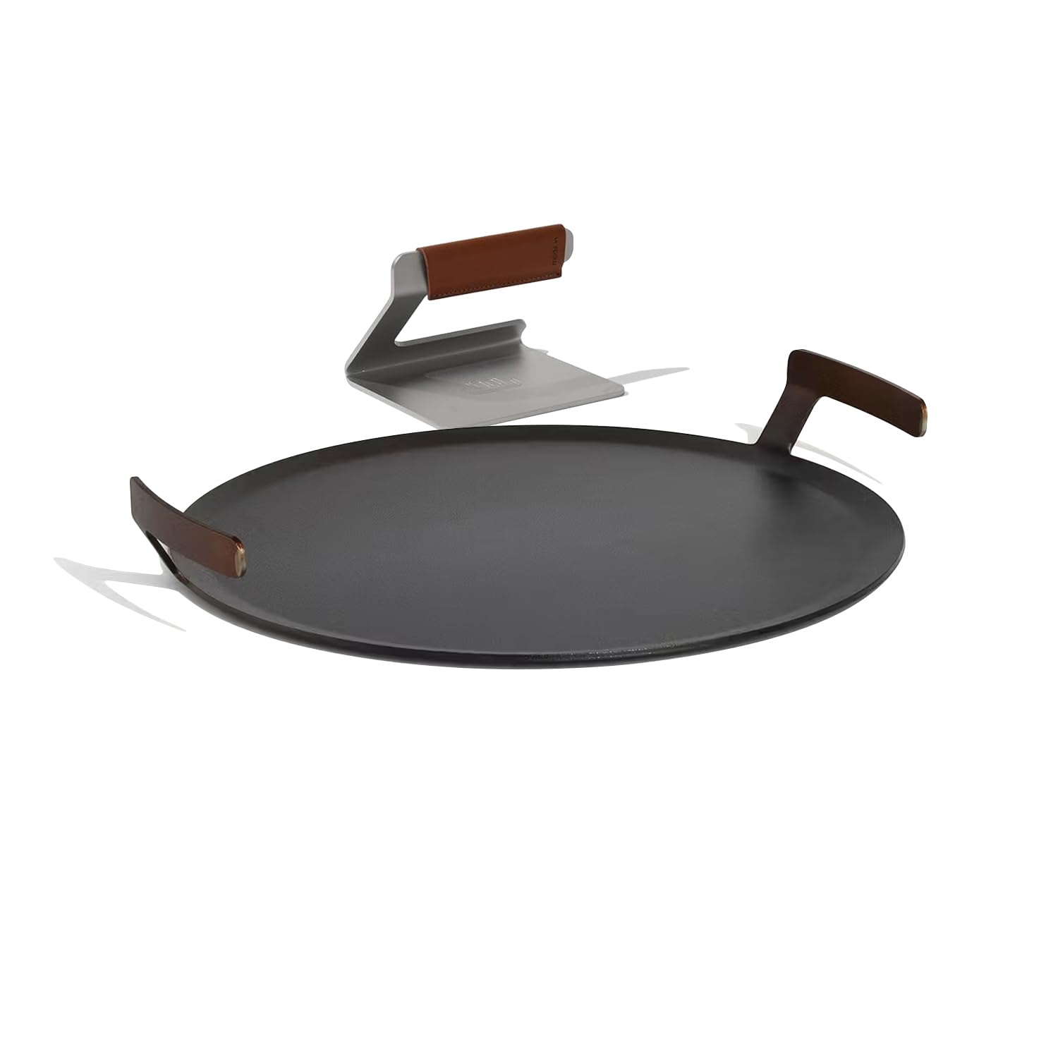 Made In Cookware - Seasoned 17" Round Carbon Steel Griddle + Grill Press - Professional Cookware - Crafted in Sweden - Induction Compatible