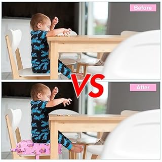 Rialzo da Sedia per Bambini, Cuscino Rialzo per Bambini Cuscino per Sedia Seggiolino Regolabile Lavabile Smontabile con 2 Cinghie per Sedia da Pranzo (Rosa Sirena)