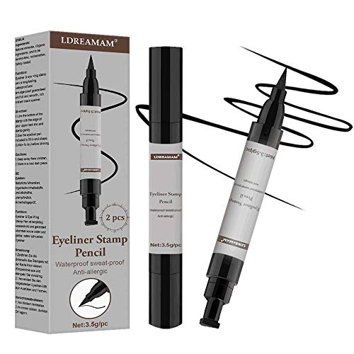 Eyeliner Stamp-2 Wingliner Black Make Up Pens,Waterproof Make Up,Smudgeproof,Winged Long Lasting Liquid Eye liner Pen,Vamp Style Wing,Eyeshadow,No Dipping Perfect Cat Eye Look,2 Pens in a Pack