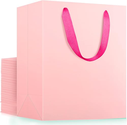 EUSOAR Bolsas grandes para envolver regalo, 20 bolsas de papel de 9.8 x 5.1 x 12.6 pulgadas con asas a granel, bolsas de compras para recuerdos de