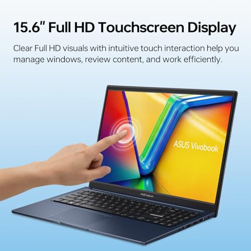 Image of ASUS Vivobook 15 Laptop, Core 7 150U(5.4GHz, >i7 1255U), 15.6 inch FHD Touchscreen, 16GB DDR5 RAM, 1TB SSD, Fingerprint for Secure Login, Backlit Keyboard, Win11 Pro for Professionals, Blue, PCO Bundle