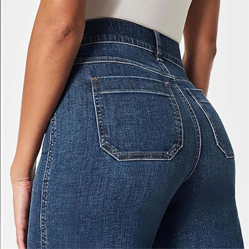 Oprah's Favorite Women's High Waisted Tummy Control Sailor Wide Leg Trouser Cropped Wide Leg Baggy Stretchy Denim Jean3