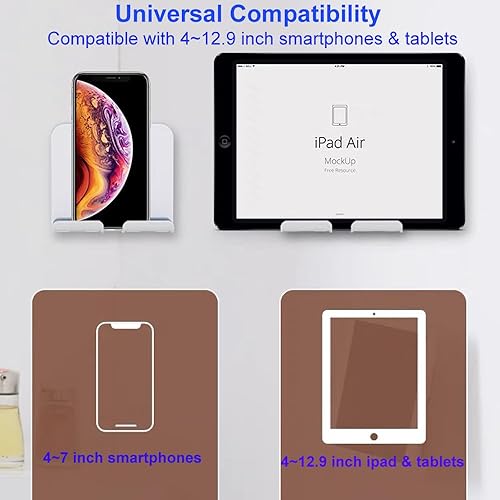 Miniatura 2 de Soporte para teléfono de ducha mejorado para tableta, soporte de pared extraíble, autoadhesivo para teléfono celular, soporte para iPad para cama,