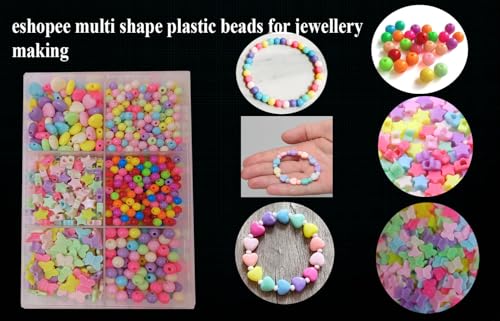 Image of eshoppee 150 gm Multishape Plastic Beads for Jewellery Making Kit Art and Crafts Materials for Necklace Bracelet Earring Making DIY