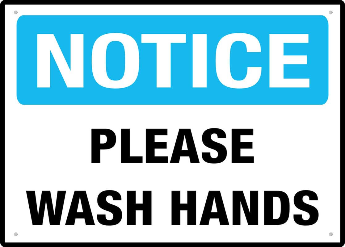 Notice Please Wash Hands Aluminum Metal Sign 8"x12" Rust-Free For Outdoor/Home/Business/Yard Use