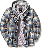 CQR Men's Quilted Lined Flannel Hooded Shirt Jacket, Soft Long Sleeve Outdoor Plaid Shirt Jackets,...