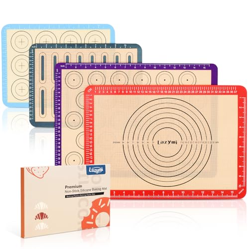 Lot de 4 Tapis de Cuisson en Silicone, Anti-Adhérent...