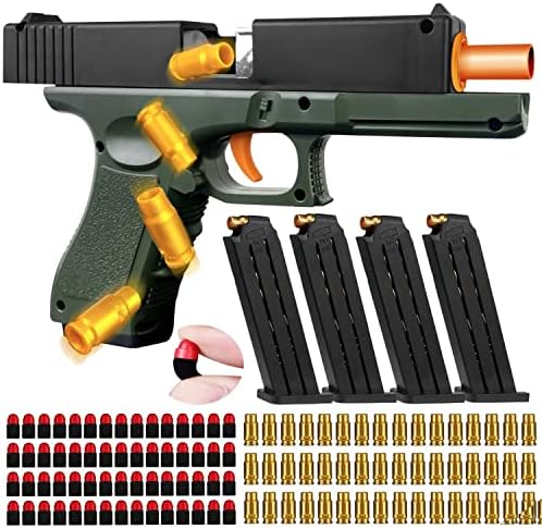 Toy Gun Soft Bullet, Cool Toy Pistol with 60 Pcs EVA Darts, Shell Ejecting Shooting Games Educational Model Toy Guns for Boys, Great Gifts for Kids