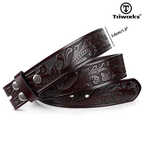 Western Leather Belt Strap for Men without Buckle Cowboy Cowgirl Leather Belt Strap for Jeans4