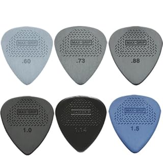Jim Dunlop Max Grip Standard Guitar Lot de 12 médiators pour guitare – 2 de chaque taille dans une boîte pratique en étain - Les Beatles, Paul McCartney, John Lennon, RIngo Starr, George Harrison