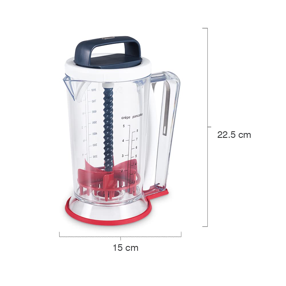 Zyliss E970050 Préparateur de pâte à crêpes et pancakes, 900ml, Transparent