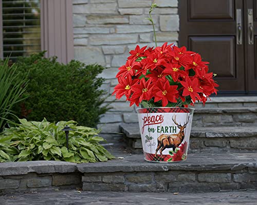 2 Stück Weihnachts-Blumentöpfe Aus Metall, Rot Mit Schleife – Retro Dekoration Für Balkon & Garten