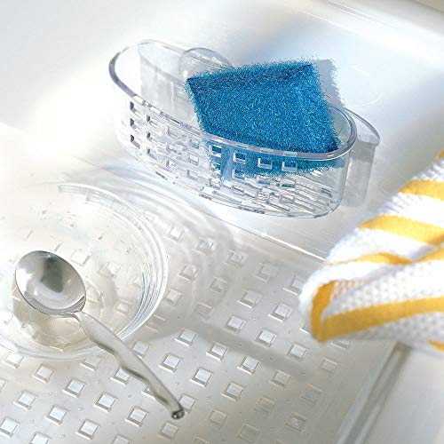 Idesign Plastic Kitchen Sink Suction Holder For Sponges, Scrubbers, Soap, Scouring Pads, Bathroom Shower Organizer, 6.5" X 2.5" X 2.5", Set Of 2, Clear #TOP2