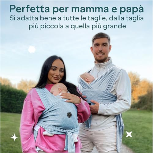 Koala Babycare Fascia Porta Bebe Neonato Facile Da Indossare, Regolabile E Unisex - Marsupio Neonati Multiuso Adatto Fino A 9Kg - Fascia Porta Bambino Antracite - 6