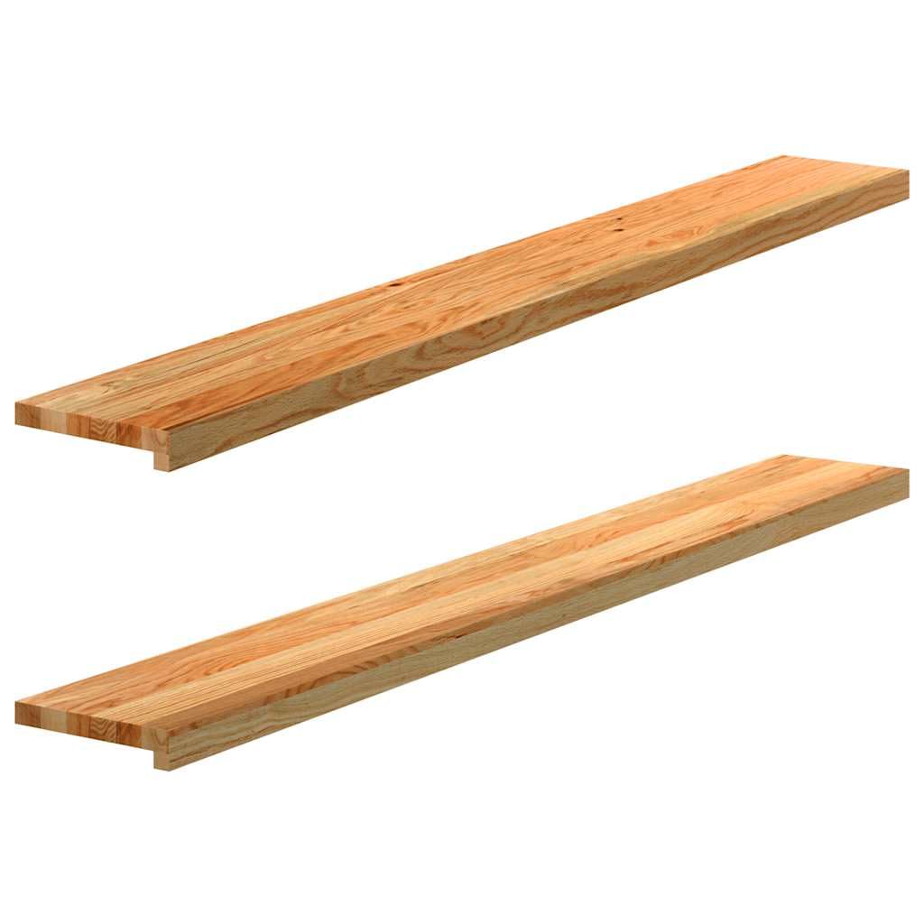 vidaXL Solid Oak Window Sills 2 pcs - Light Brown - 160 x 20 x 2 cm - Natural Rectangular Wooden Ledges for Home Decor and Display — image 1