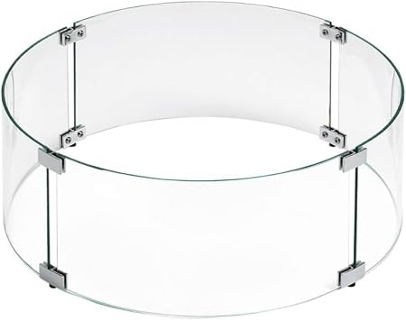 American Fire Products | Tempered Glass Flame Guard for 25” Round Drop-in Fire Pit Pans | Outdoor Wind Guard with Aluminum Fire-Resistant Brackets & Non-Slip Feet | 29-inch x 6-inch