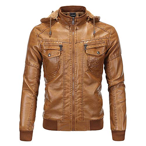 Veste en cuir pour l'hiver avec capuche chaude jaune vif