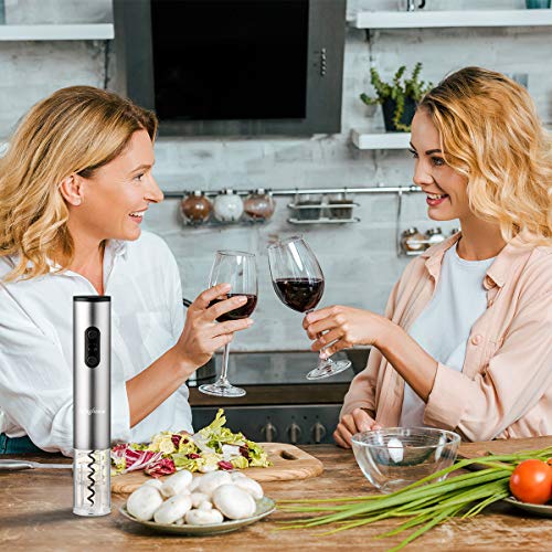 Electric Wine Opener Set, kinghouse 2PCS Opener Includes Automatic Wine Opener, Air Pressure Pump Opener, Foil Cutter, Wine Aerator Pourer and Vacuum Stopper, Christmas Holiday Gift Set Holiday Kit
