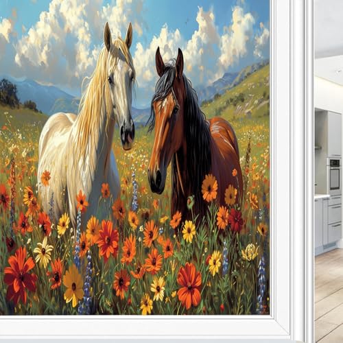 Vinilo decorativo para ventana con diseño de caballo miniatura 1