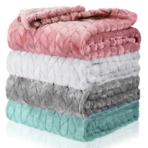 Image of Frienda 4 Pcs Baby Fuzzy Blanket Fluffy Baby Blanket for Boys Girls Soft Warm Infant Newborn Toddler Receiving Nursery Bed Supplies, 32 x 24 Inch(Cute Color)