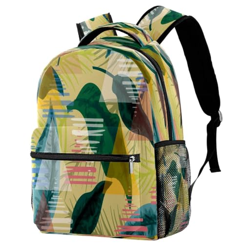 Sac à dos d'école au motif exotique botanique coloré de 29.4x20x40cm pour ados et filles