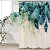 Prime Leader Watercolor Decor Shower Curtain Peacock Feather Pattern Waterproof Polyester Fabric...