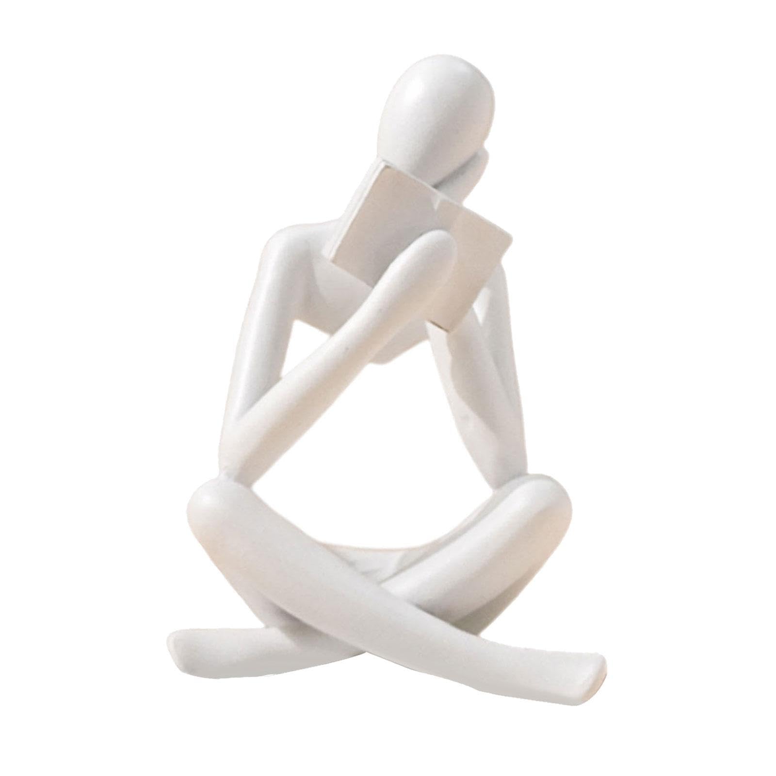 ALCXAZS Reader Figurine Abstract Thinker Unique Style Exquisite Home Decorations Beautiful Crafts Collectibles For Events Birthday Gift Wedding Cafe, White, 8x6x12cm