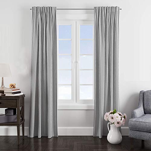 Bacati - Grey Pin Stripes Single Curtain Panel 100 Percent Cotton Percale Sold Individually #TOP3