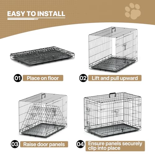 MoNiBloom 24/30/36/42/48 gaiolas para cães, gaiola dobrável de metal para cães com porta dupla, cani