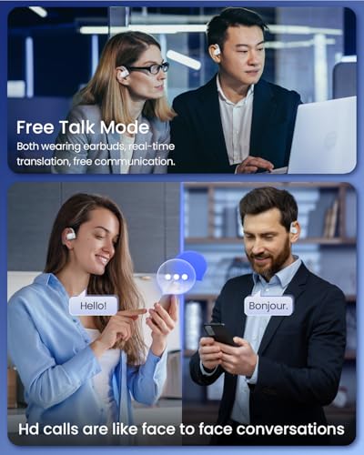 Image of AI Translation Earbuds Real Time 164 Languages 80H Playtime Translator Ear Buds Audifonos Traductores Ingles Espanol Wireless Earphones Bluetooth AI Headphone for Travel Meeting Learning K08 White