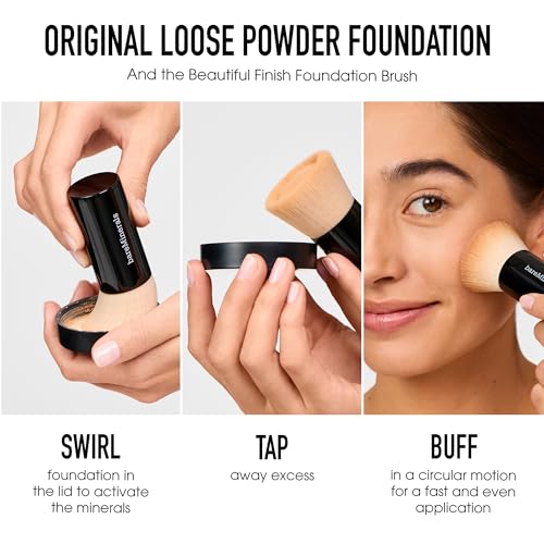 bareminerals original get started kit 3-piece makeup set includes full-sized original loose mineral foundation spf 15 travel-sized beautiful finish brush amp original mineral veil setting powder