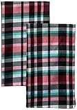 Vera Bradley Cotton Decorative Dish Towel Set of 2, Ribbons Plaid