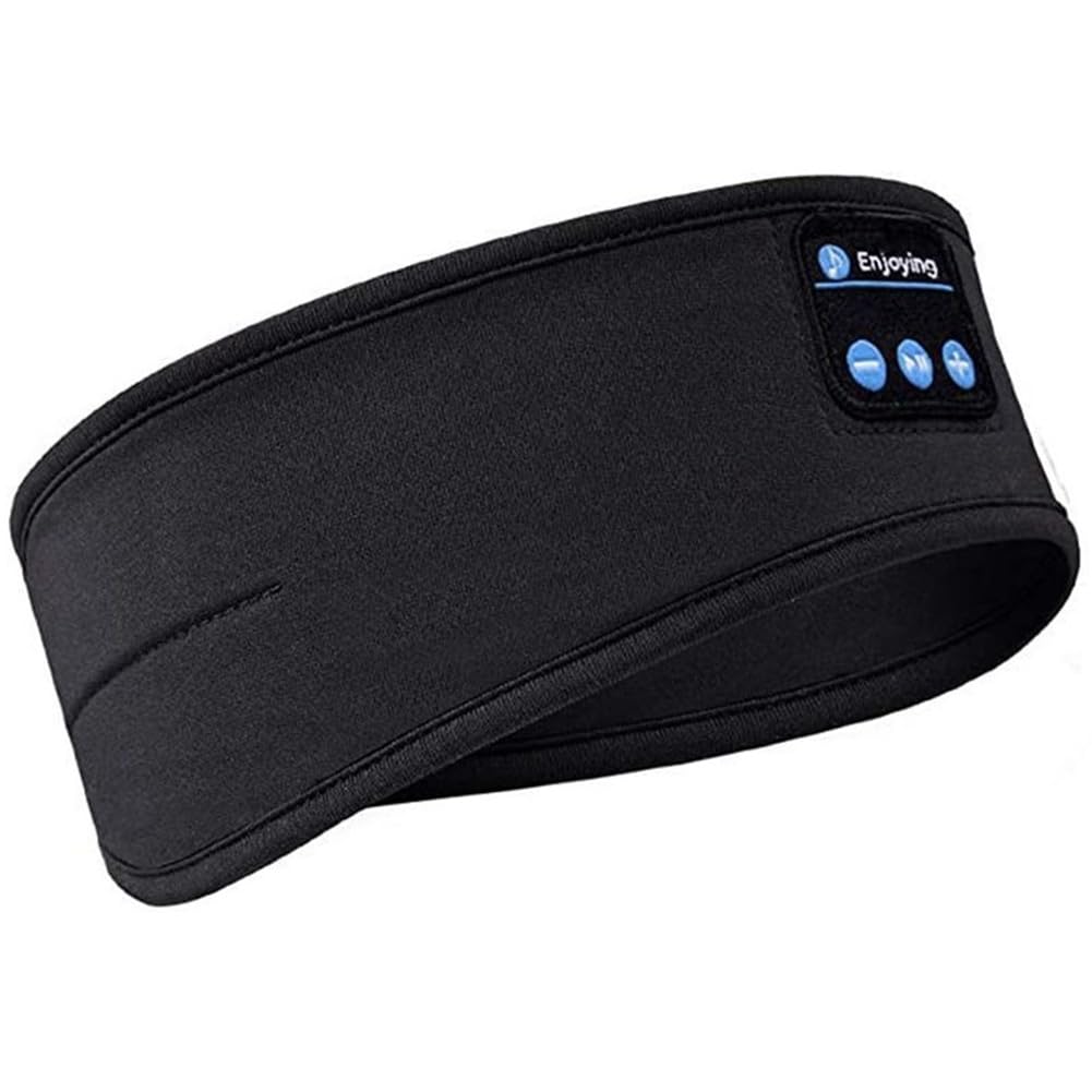 Jaywool Black Headphones Sports Sleep Headband Elastic Wireless Headphones Music Eye Mask Wireless Bluetooth Headphone Headband A