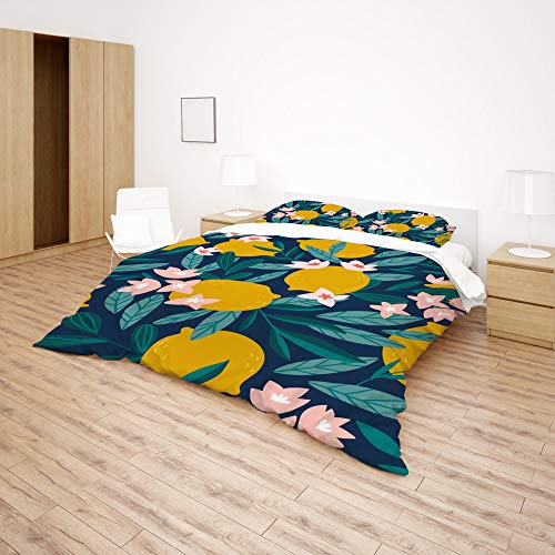 Parure de lit en polyester ultra doux CHEHONG fleurs de citron - 5