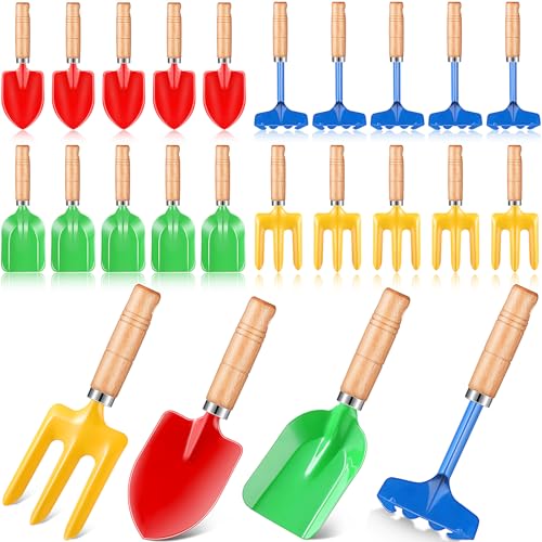 24 Pcs Kids Gardening Tools Metal Garden Beach Sandbox Digging To...