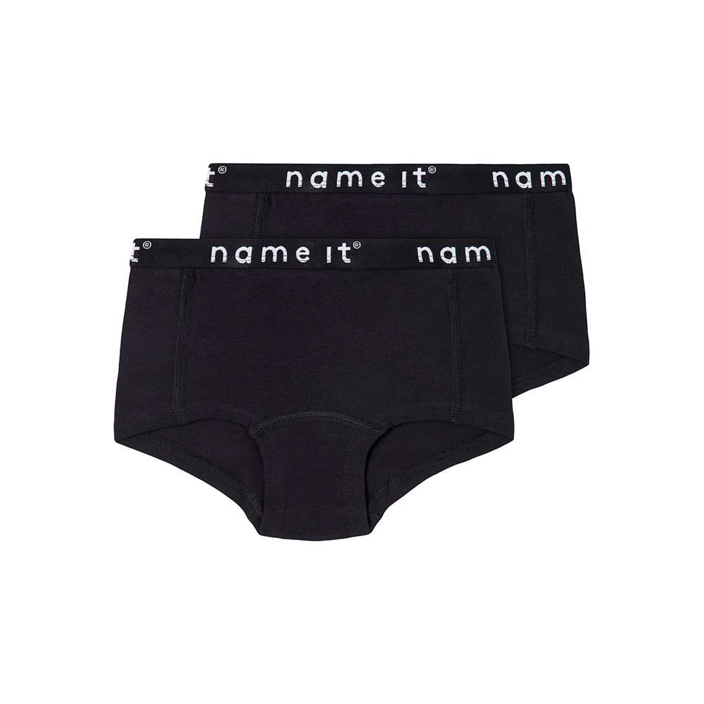 NAME IT Girls Nkfhipster 2p Noos Panties, Black/Pack:w/Black, 122 UK
