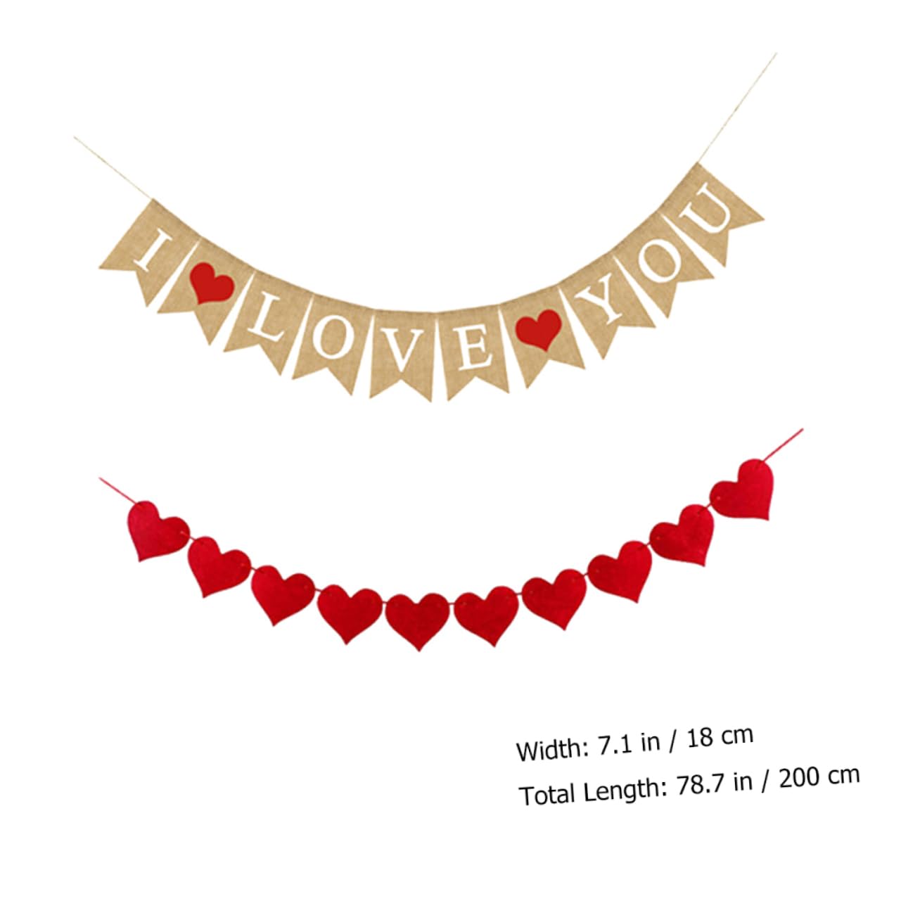 Alipis 6stücke Herzförmige Girlanden Leinen Mit -flaggen Für Hochzeiten Valentinstag Und Partys Love You Dekoration Rot Und Braun