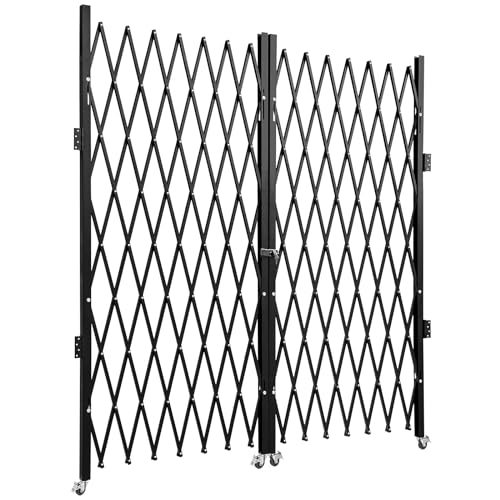 VEVOR Double Folding Security Gate, 87" H x 150" W Folding Door Gate, Steel Accordion Security Gate, Flexible Expanding Security Gate, 360° Rolling Barricade Gate, Scissor Gate or Door with Keys
