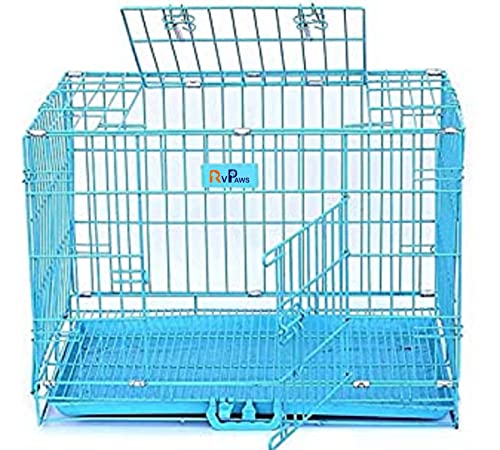 RvPaws Dog Cage - Powder Coated, Double Door Folding Metal Cage/Crate/Kennel with Removable Tray and Paw Protector for Dogs, Cats and Rabbits (Blue, 30 Inch) (B09ZQRT1S1) Amazon Price History, Amazon Price Tracker