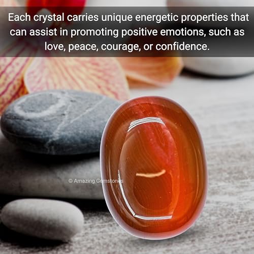 Image of Amazing Gemstone Red Onyx Crystals and Healing Stones - Large Palm Stone Crystals Piedra - Crystal for Good Luck, Balanced Positive Energy, Meditation - Unique Stocking Stuffers, Gifts for Women, Men