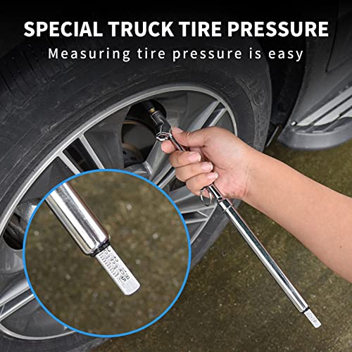 Image of Hoypeyfiy 5 PCS Dual Head Heavy Duty Tire Pressure Gauge AUTO Air Pressure Gauge10-150PSI 100-1000KPa Universal Tire Guage Pressure Reader for Truck Car SUV RV ATV Bike Motorcycle